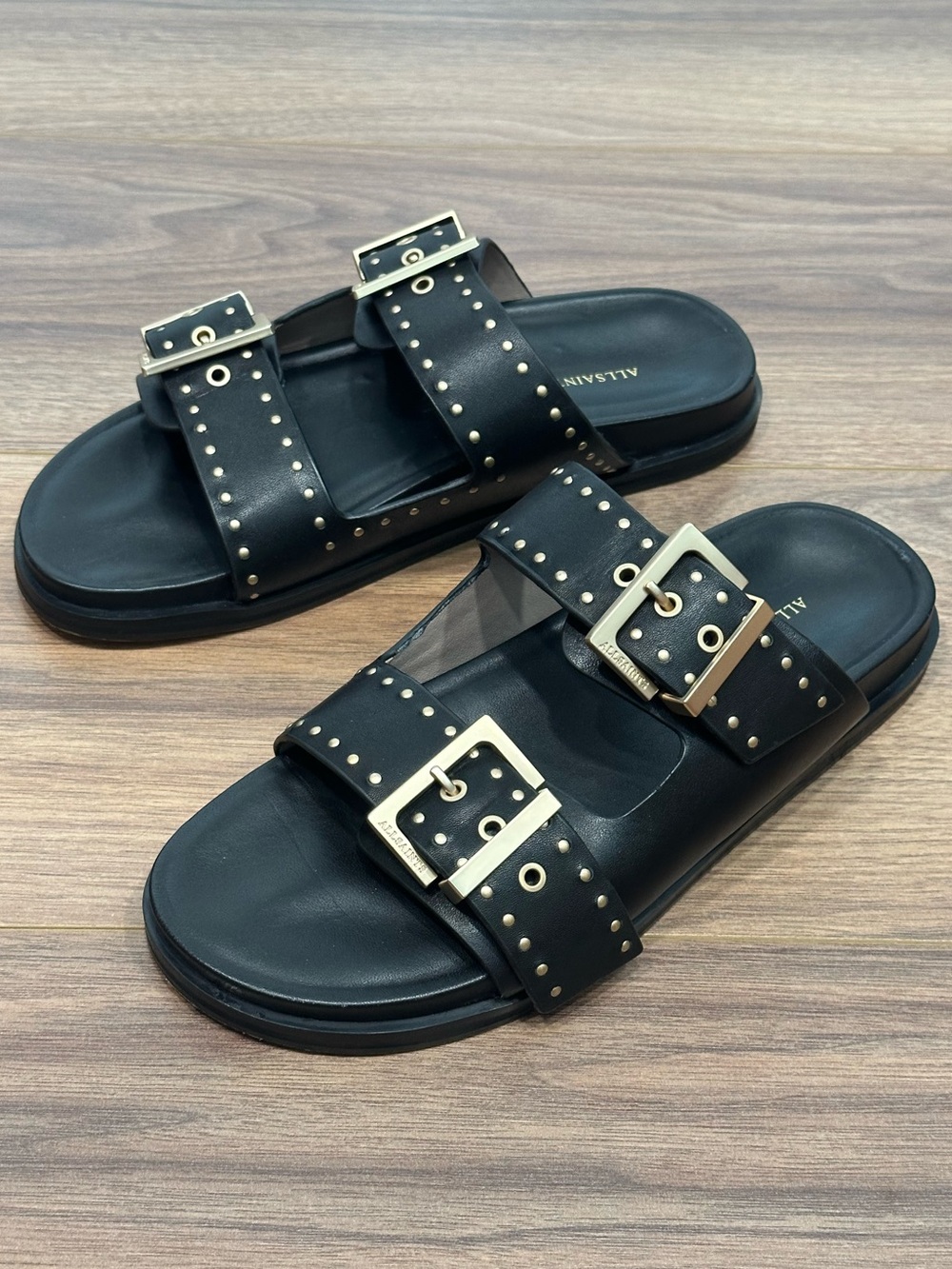 All Saints Magda Stud Sandal in Black Size 10
